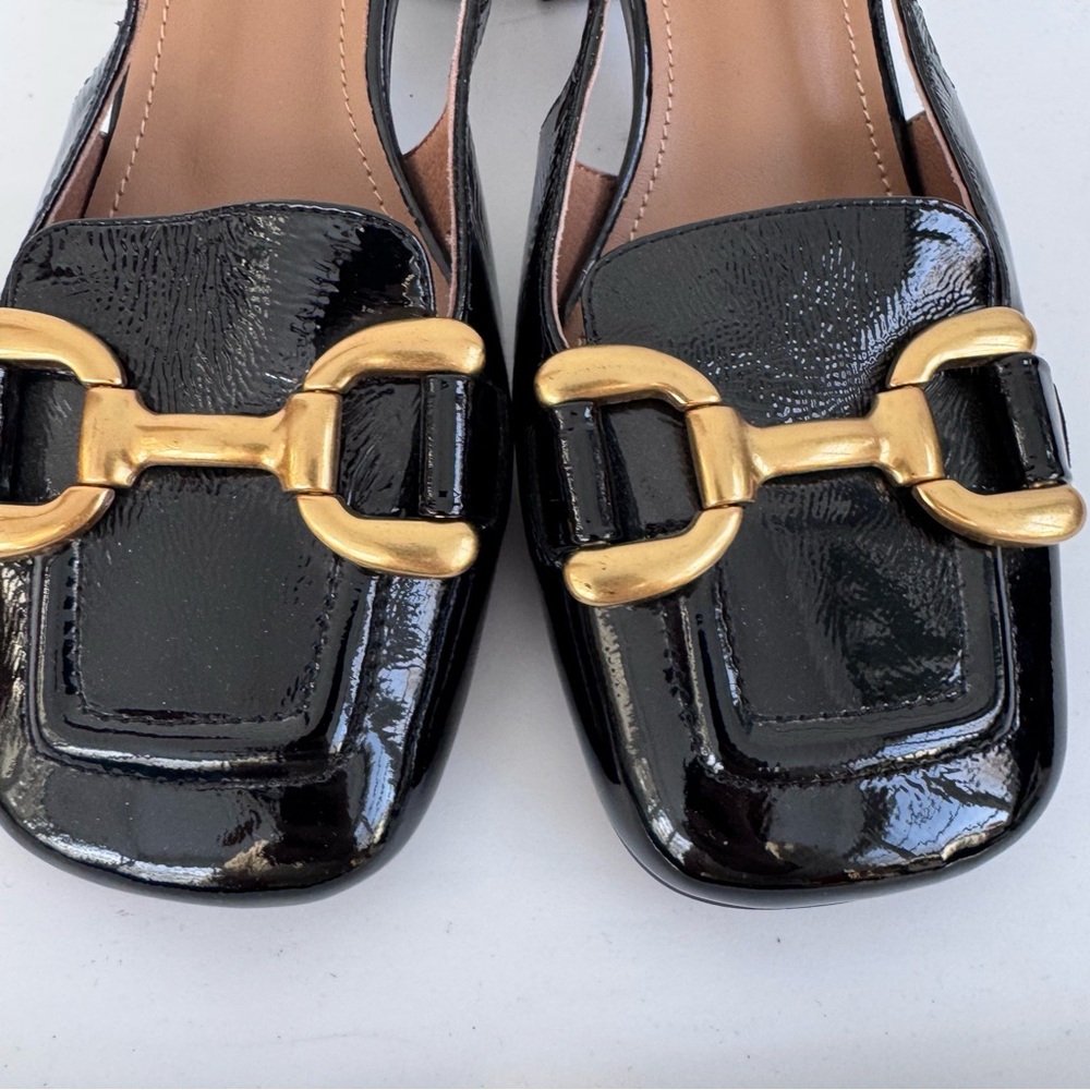 BibiLou Dennis Heels Horsebit Buckle Slingback Black Gold size EU37 - Picture 3 of 8